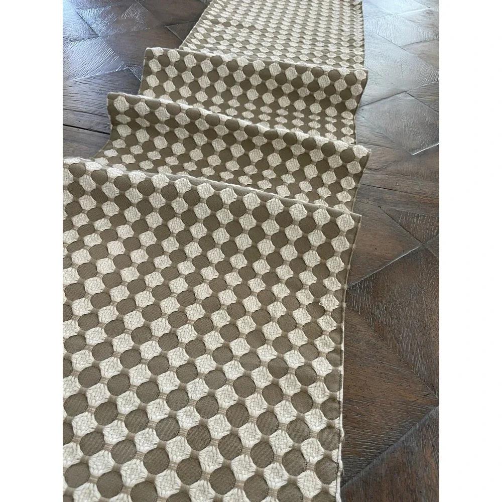 Pier One Farmhouse Boho Table Runner Cream & Beige Table Runner 13x70